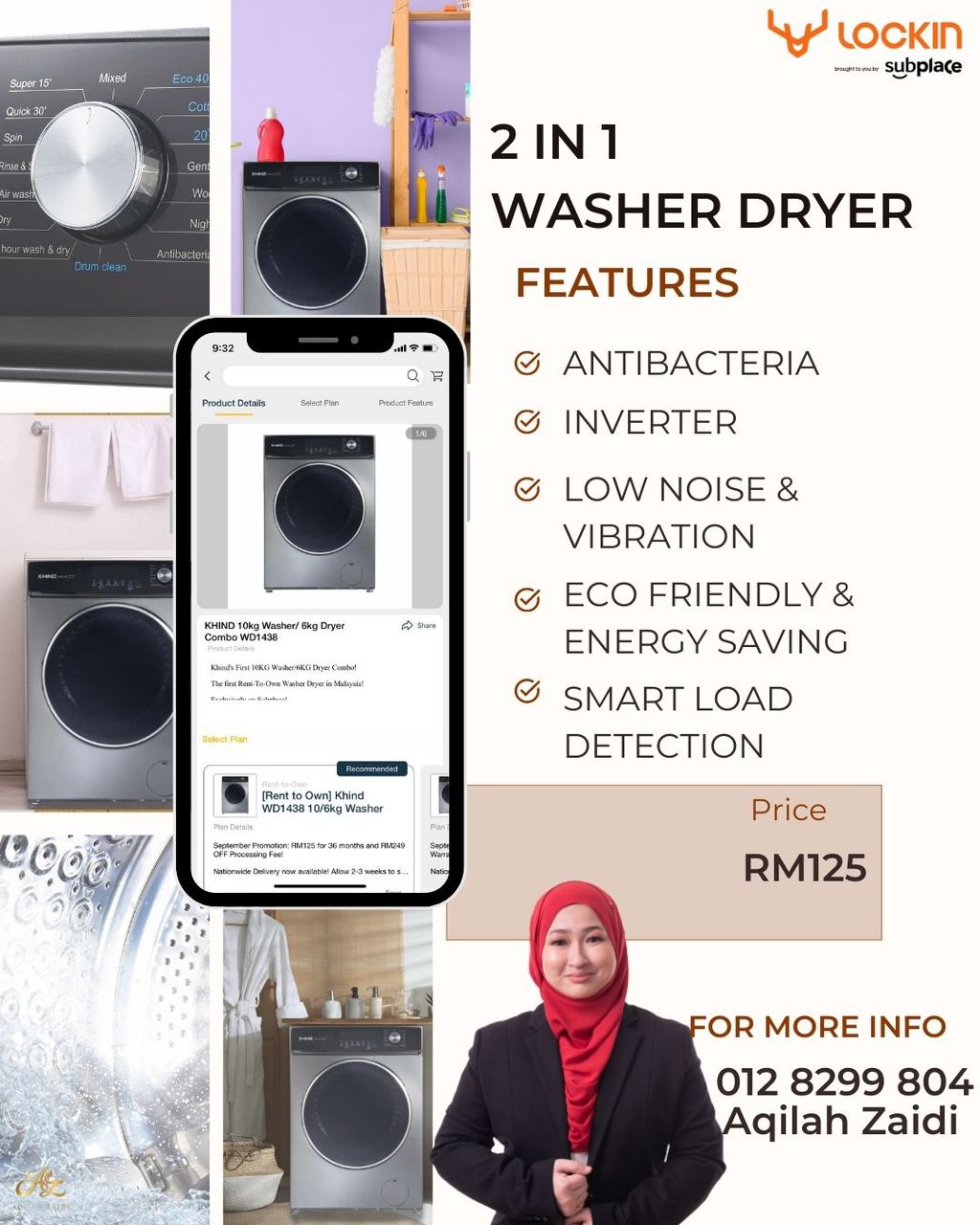 2 IN 1 WASHER DRYER KHIND SUBPLACE