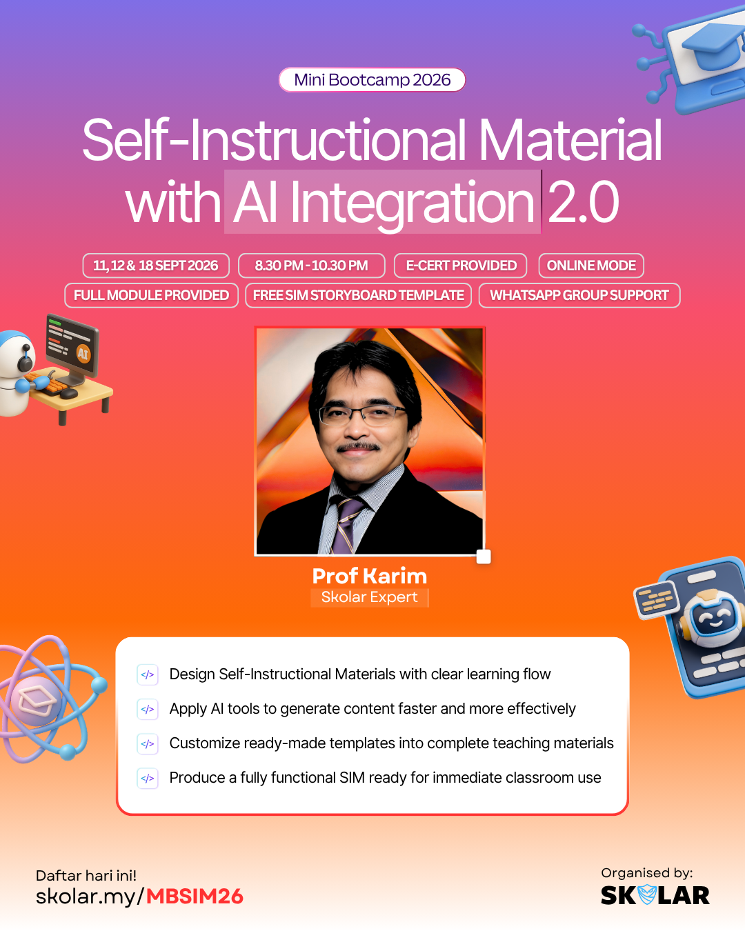 Mini Bootcamp Design Structured Self-Instructional Materials (SIM) with AI Integration